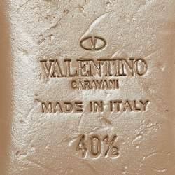 Pre Owned Valentino Yellow Patent Leather Rockstud Caged Ballet Flats Size 40.5