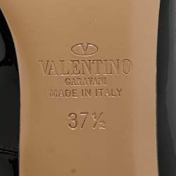 Pre Owned Valentino Black Patent Leather Ankle Strap Pumps Size 37.5
