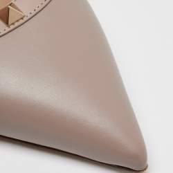 Pre Owned Valentino Dusty Pink Leather Rockstud Slingback Pointed Toe Pumps Size 39.5