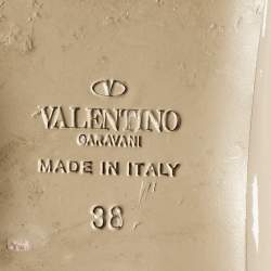 Pre Owned Valentino Beige Patent Leather Rockstud Caged Ballet Flats Size 38