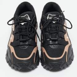 Valentino Fluorescent Black/Beige Mesh and Leather Climbers Sneakers Size 36