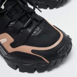 Valentino Fluorescent Black/Beige Mesh and Leather Climbers Sneakers Size 36