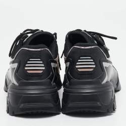 Valentino Fluorescent Black/Beige Mesh and Leather Climbers Sneakers Size 36