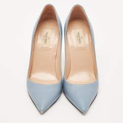 Valentino Blue Leather Pointed Toe Pumps Size 39.5