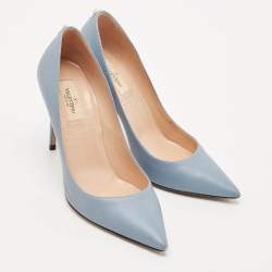 Valentino Blue Leather Pointed Toe Pumps Size 39.5