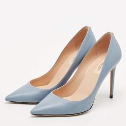 Valentino Blue Leather Pointed Toe Pumps Size 39.5