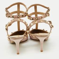 Valentino Blush Pink Leather Rockstud Ankle Strap Pumps Size 40