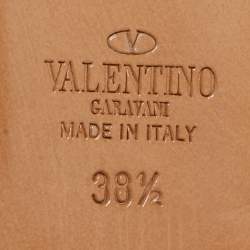 Pre Owned Valentino Off white Leather Love Latch Ankle Wrap Ballet Flats Size 38.5