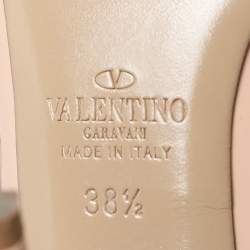 Pre Owned Valentino Beige Leather Rockstud Ankle Strap Pumps Size 38