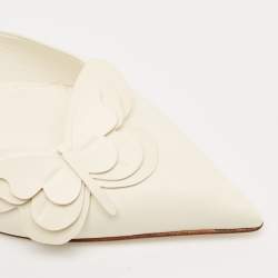 Valentino White Leather Buttrerfly Mules Size 38