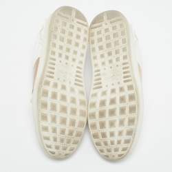 Valentino White/Gold Leather Rockstud Low Top Sneakers Size 38.5