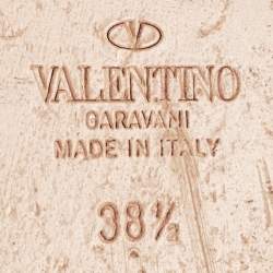 Pre Owned Valentino Dusty Pink Leather Vlogo Flat Slide Sandals Size 38.5