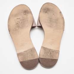 Pre Owned Valentino Dusty Pink Leather Vlogo Flat Slide Sandals Size 38.5