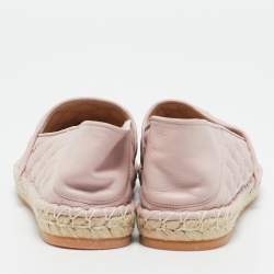 Pre Owned Valentino Light Pink Quilted Leather Rockstud Slip On Espadrille Flats Size 40