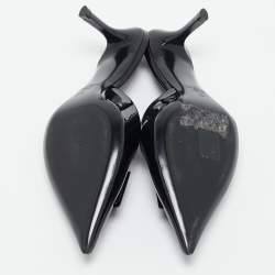Valentino Black Patent Leather Pointed Toe One Stud Mules Size 36.5
