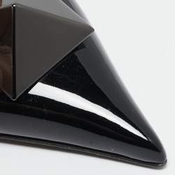 Valentino Black Patent Leather Pointed Toe One Stud Mules Size 36.5