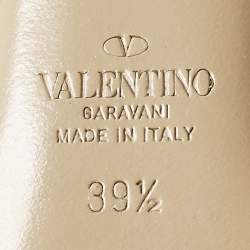 Pre Owned Valentino Black Leather Rockstud Ankle Strap Pumps Size 39.5