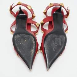 Pre Owned Valentino Red Leather Roman Stud Pumps Size 39