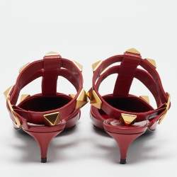 Pre Owned Valentino Red Leather Roman Stud Pumps Size 39