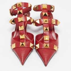 Pre Owned Valentino Red Leather Roman Stud Pumps Size 39