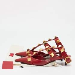 Pre Owned Valentino Red Leather Roman Stud Pumps Size 39