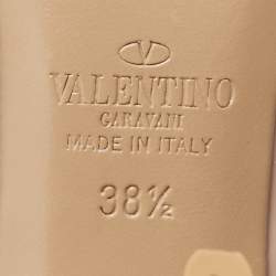 Pre Owned Valentino Beige Leather Rockstud Ankle Strap Pumps Size 38.5