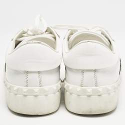 Valentino White/Grey Leather Open Low Top Sneakers Size 40