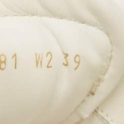 Pre Owned Valentino White/Gold Leather Rockstud Low Top Sneakers Size 39