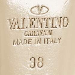 Pre Owned Valentino Burgundy Patent Leather Rockstud Ankle Strap Pumps Size 38