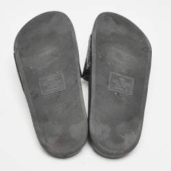Valentino Black Leather Crystal Embellished Flat Slides Size 37