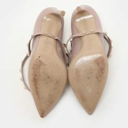 Valentino Dusty Beige Rockstud Ankle Wrap Pointed Toe Pumps Size 36