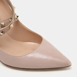 Valentino Dusty Beige Rockstud Ankle Wrap Pointed Toe Pumps Size 36