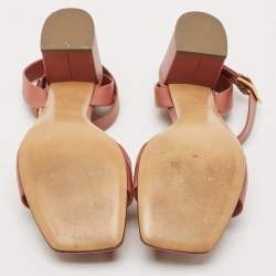 Valentino Pink Leather Roman Stud Ankle Strap Sandals Size 38.5