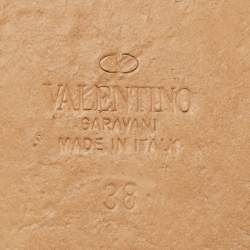 Pre Owned Valentino Red Leather Escape V logo Slide Flats Size 38