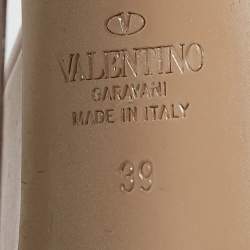 Pre Owned Valentino Dusty Pink Leather Rockstud Ankle Strap Block Heel Platform Sandals Size 39