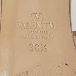 Pre Owned Valentino Beige Leather Rockstud Slide Sandals Size 38.5