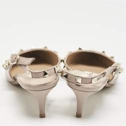 Pre Owned Valentino Dusty Pink Leather Rockstud Slingback Pumps Size 38.5