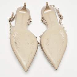 Pre Owned Valentino Dusty Pink Leather Rockstud Slingback Pumps Size 38.5
