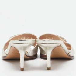 Valentino Metallic Leather VLogo Signature Slide Sandals Size 36