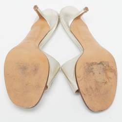 Valentino Metallic Leather VLogo Signature Slide Sandals Size 36
