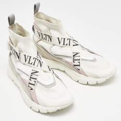 Valentino Multicolor Knit Fabric And Leather VLTN High Top Sneakers Size 39