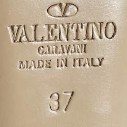 Pre Owned حذاء كعب عالي فالنتينو جلود زهري باهت روكستد بحزام للكاحل مقاس 37