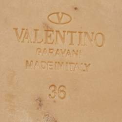 Valentino Blush Leather Rockstud Platform Espadrille Sandals Size 36
