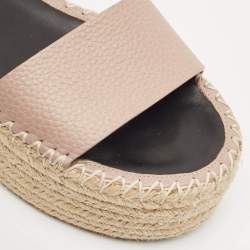 Valentino Blush Leather Rockstud Platform Espadrille Sandals Size 36