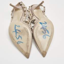 Pre Owned Valentino Blush Pink Leather Rockstud Ankle Strap Pumps Size 40