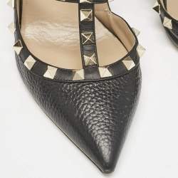 Pre Owned Valentino Black Leather Rockstud Caged Pumps Size 39