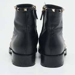 Valentino Black Leather Rockstud Chelsea Ankle Boots Size 39