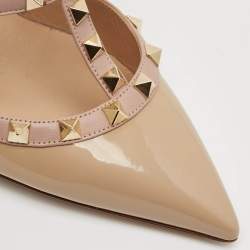 Valentino Dusty Pink Patent Leather Rockstud Ankle Strap Pumps Size 39