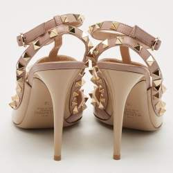 Valentino Dusty Pink Patent Leather Rockstud Ankle Strap Pumps Size 39
