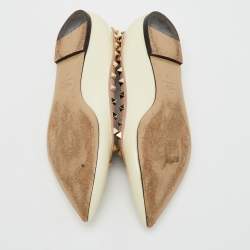 Valentino Off White Patent Leather Rockstud Ballet Flats Size 40